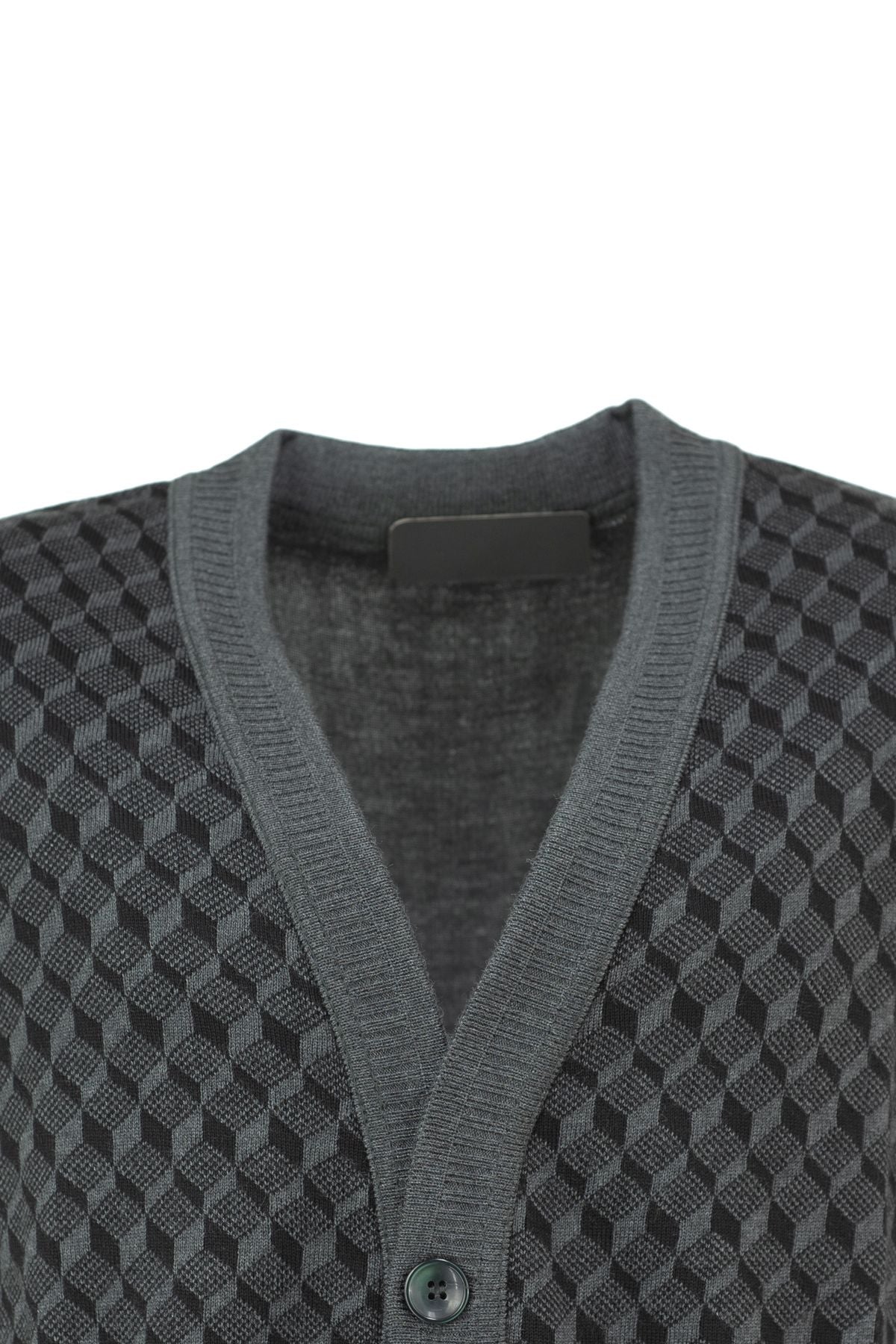 Erkek Kışlık Cepli V Yaka Düğmeli Tam Kalıp Çelik Örme Yünlü Dokuma Şık Klasik Motifli Hırka